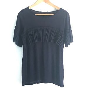 BANANA REPUBLIC Blue Pleated Ruffles Top